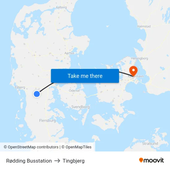 Rødding Busstation to Tingbjerg map