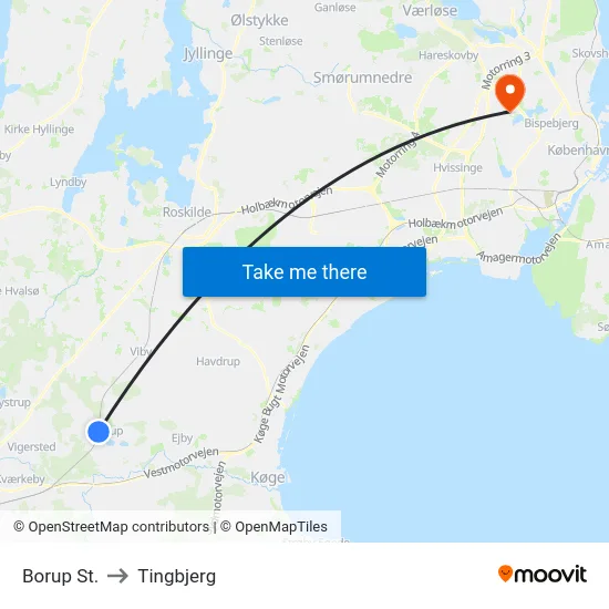Borup St. to Tingbjerg map
