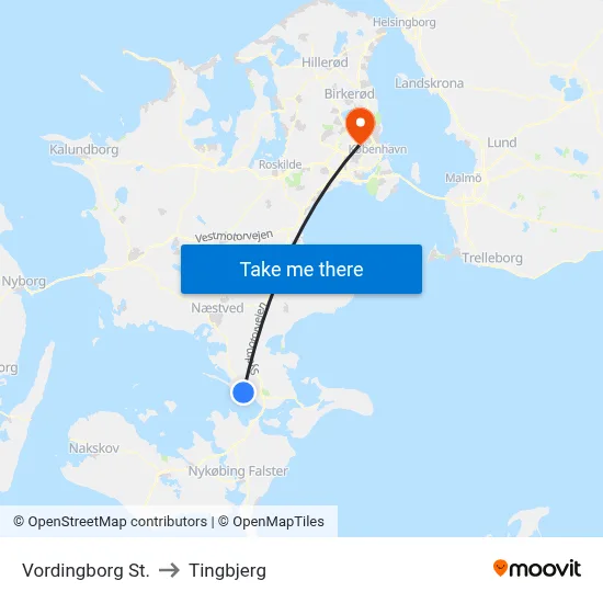 Vordingborg St. to Tingbjerg map