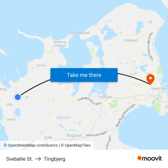 Svebølle St. to Tingbjerg map