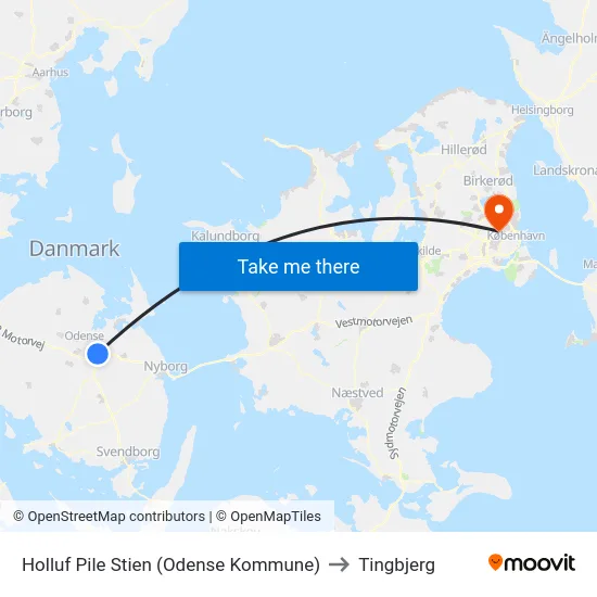 Holluf Pile Stien (Odense Kommune) to Tingbjerg map