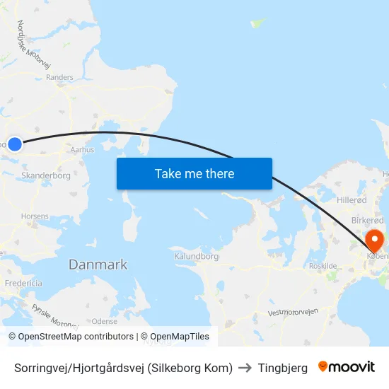 Sorringvej/Hjortgårdsvej (Silkeborg Kom) to Tingbjerg map