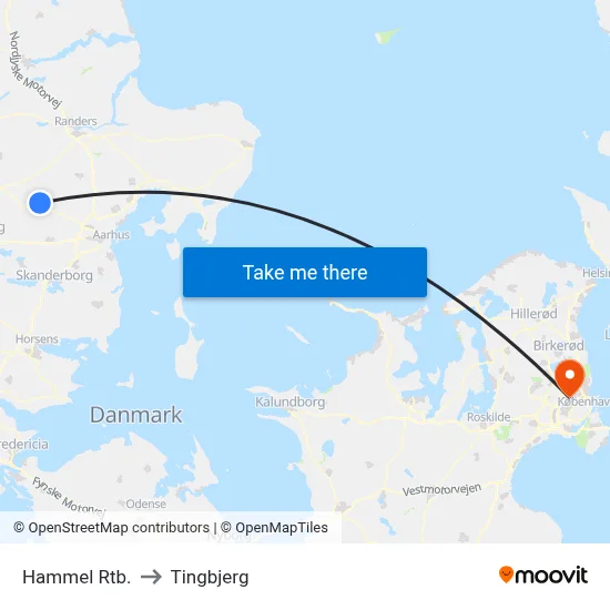 Hammel Rtb. to Tingbjerg map