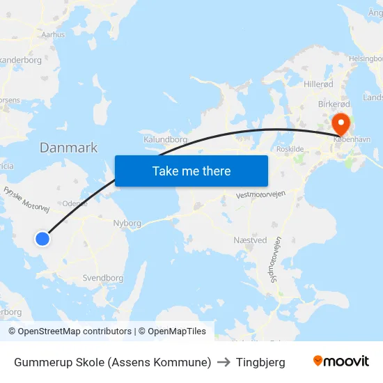Gummerup Skole (Assens Kommune) to Tingbjerg map