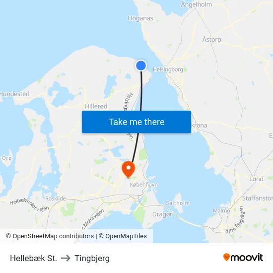 Hellebæk St. to Tingbjerg map