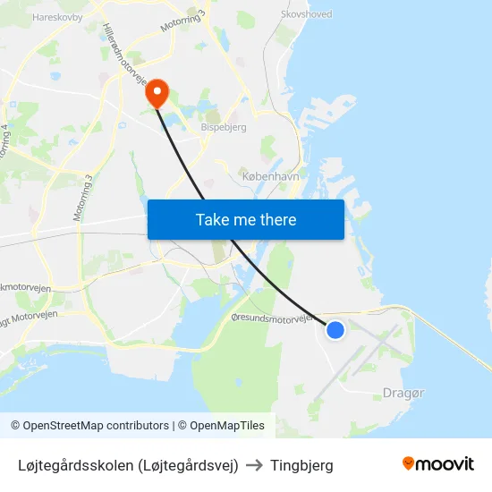 Løjtegårdsskolen (Løjtegårdsvej) to Tingbjerg map