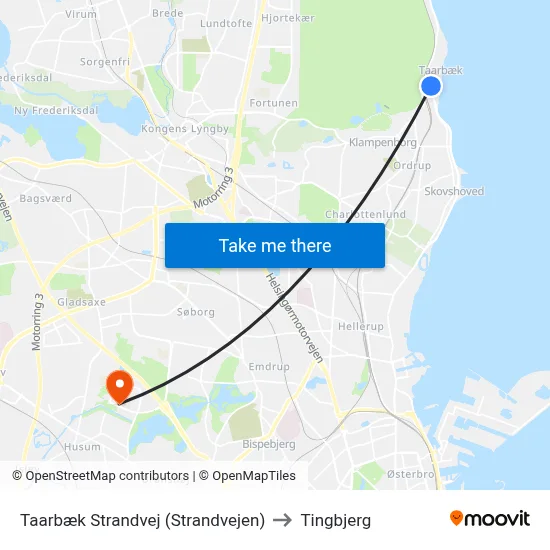 Taarbæk Strandvej (Strandvejen) to Tingbjerg map