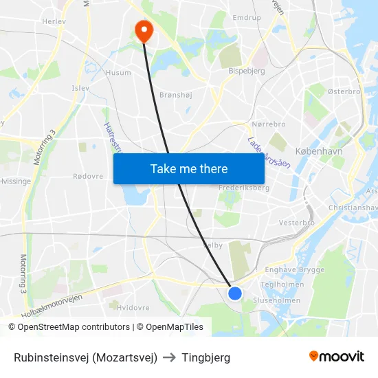 Rubinsteinsvej (Mozartsvej) to Tingbjerg map