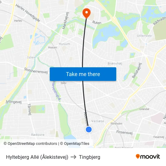 Hyltebjerg Allé (Ålekistevej) to Tingbjerg map