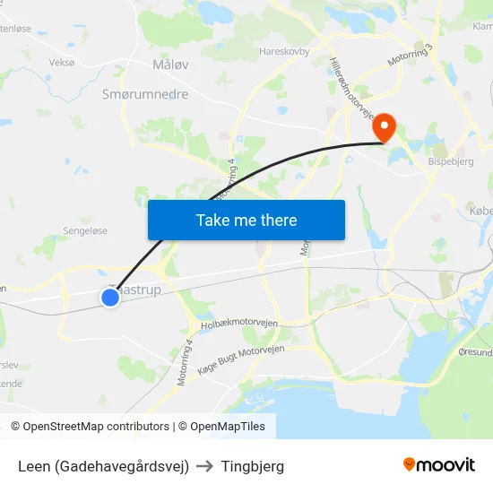 Leen (Gadehavegårdsvej) to Tingbjerg map