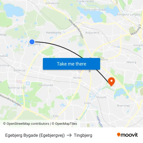 Egebjerg Bygade (Egebjergvej) to Tingbjerg map