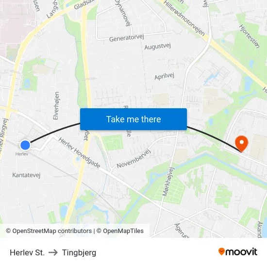 Herlev St. to Tingbjerg map