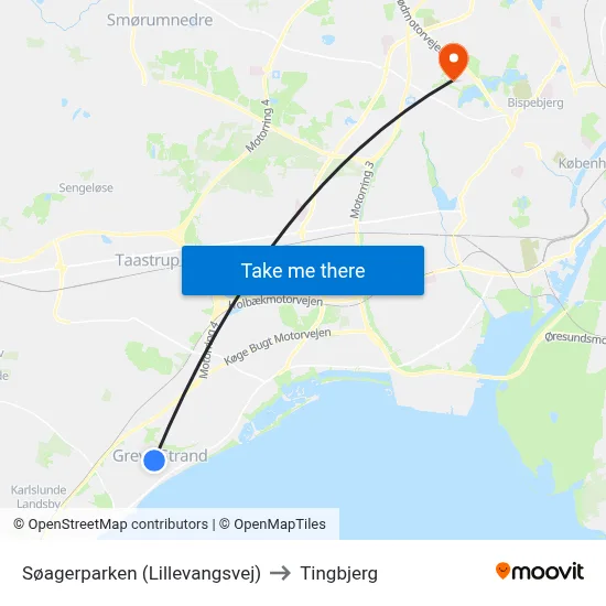 Søagerparken (Lillevangsvej) to Tingbjerg map