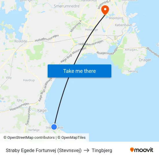 Strøby Egede Fortunvej (Stevnsvej) to Tingbjerg map
