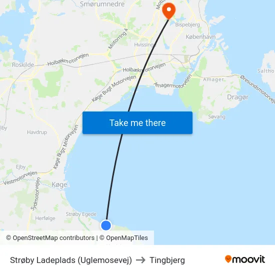 Strøby Ladeplads (Uglemosevej) to Tingbjerg map