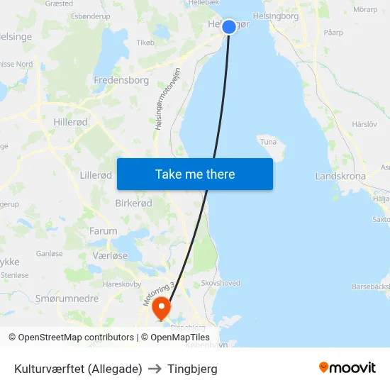 Kulturværftet (Allegade) to Tingbjerg map