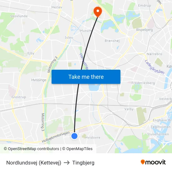 Nordlundsvej (Kettevej) to Tingbjerg map