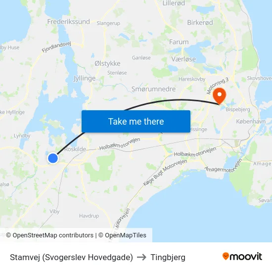 Stamvej (Svogerslev Hovedgade) to Tingbjerg map