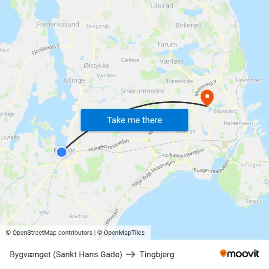 Bygvænget (Sankt Hans Gade) to Tingbjerg map