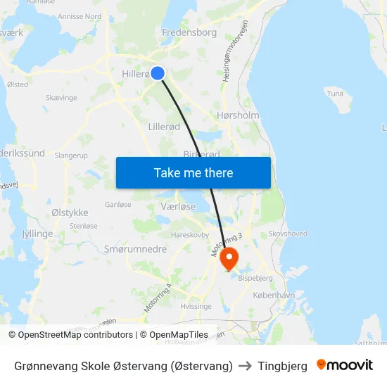 Grønnevang Skole Østervang (Østervang) to Tingbjerg map