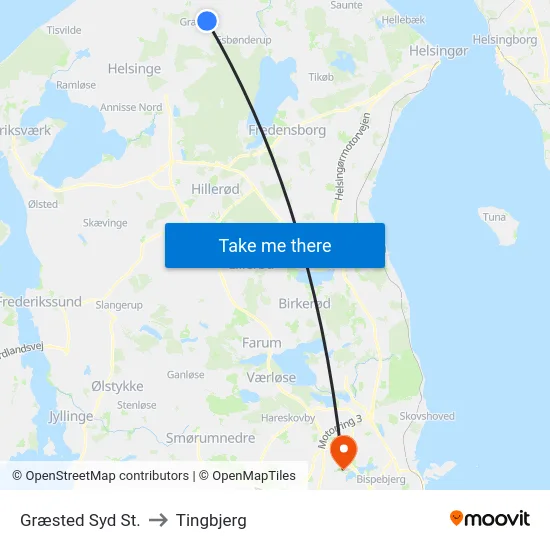 Græsted Syd St. to Tingbjerg map