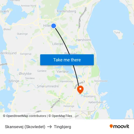 Skansevej (Skovledet) to Tingbjerg map