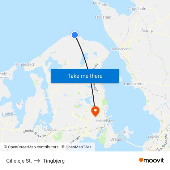 Gilleleje St. to Tingbjerg map