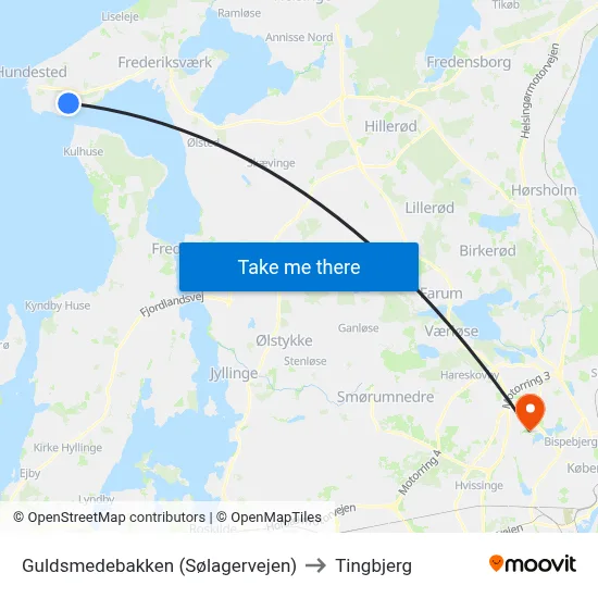 Guldsmedebakken (Sølagervejen) to Tingbjerg map