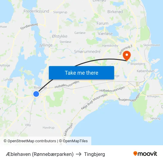 Æblehaven (Rønnebærparken) to Tingbjerg map