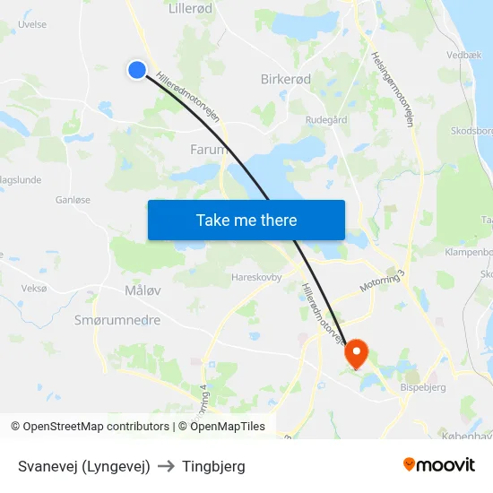 Svanevej (Lyngevej) to Tingbjerg map