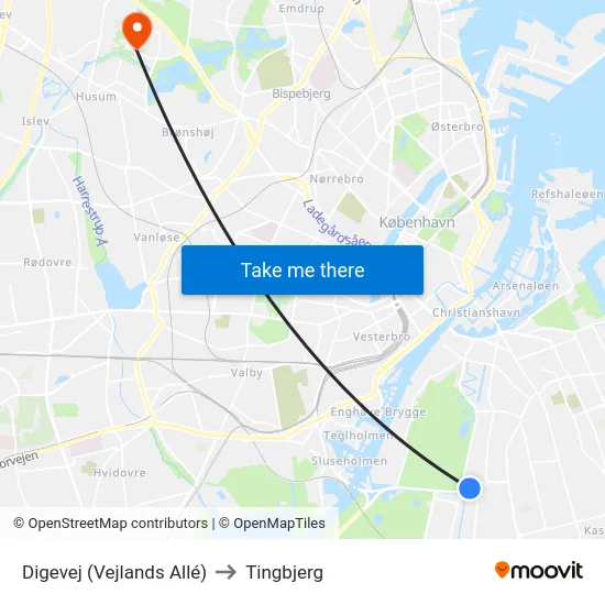 Digevej (Vejlands Allé) to Tingbjerg map