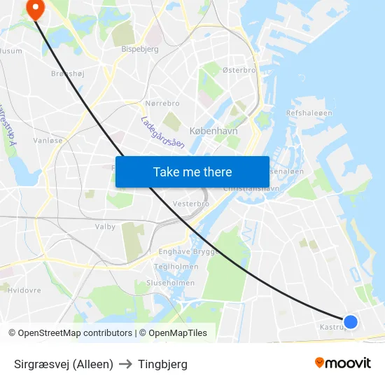 Sirgræsvej (Alleen) to Tingbjerg map