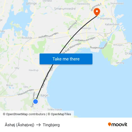 Åshøj (Åshøjvej) to Tingbjerg map