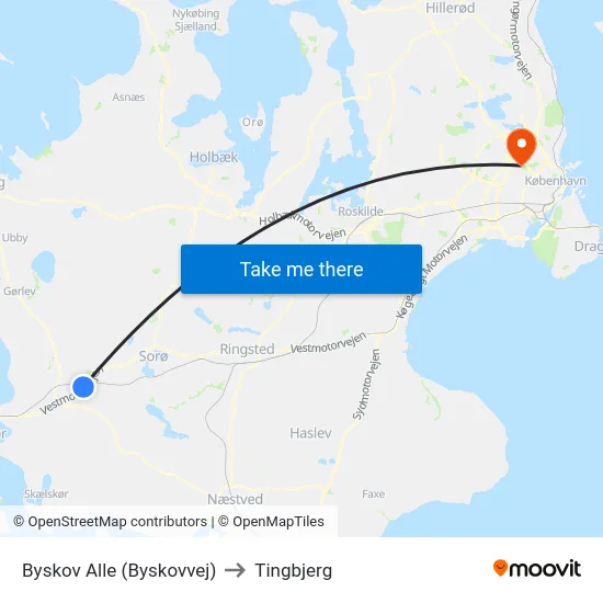 Byskov Alle (Byskovvej) to Tingbjerg map