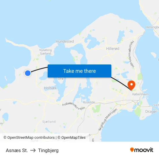 Asnæs St. to Tingbjerg map