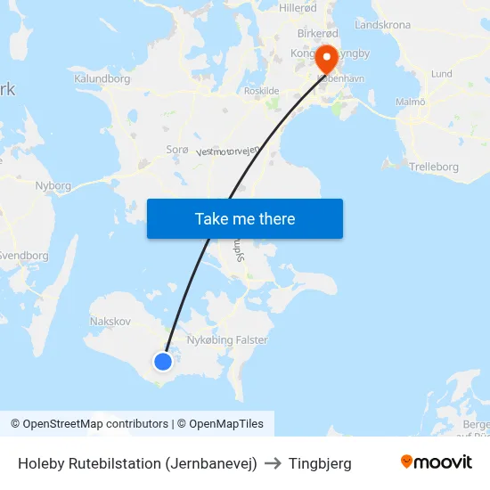 Holeby Rutebilstation (Jernbanevej) to Tingbjerg map