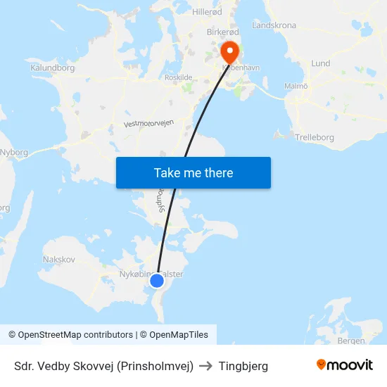 Sdr. Vedby Skovvej (Prinsholmvej) to Tingbjerg map