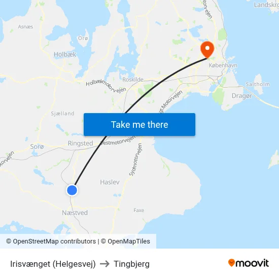 Irisvænget (Helgesvej) to Tingbjerg map