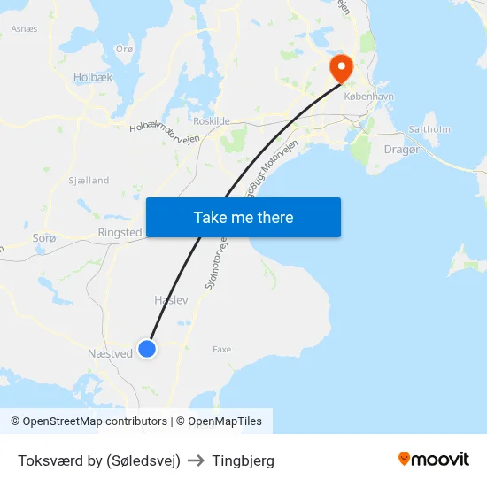 Toksværd by (Søledsvej) to Tingbjerg map