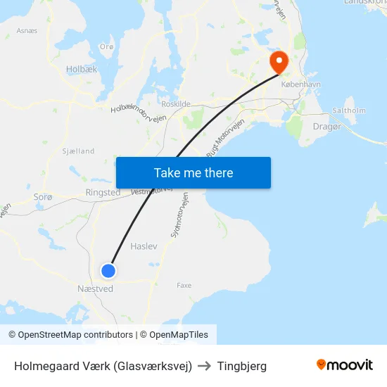 Holmegaard Værk (Glasværksvej) to Tingbjerg map