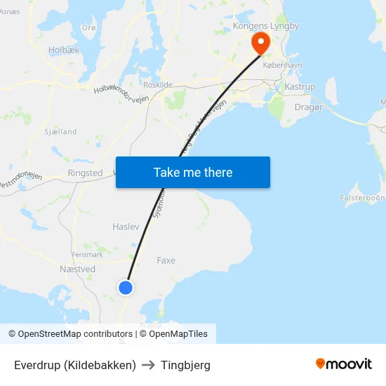 Everdrup (Kildebakken) to Tingbjerg map