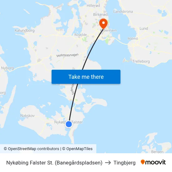 Nykøbing Falster St. (Banegårdspladsen) to Tingbjerg map