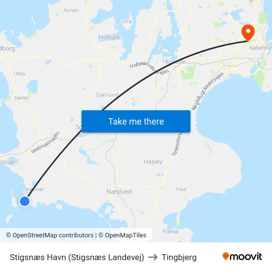 Stigsnæs Havn (Stigsnæs Landevej) to Tingbjerg map