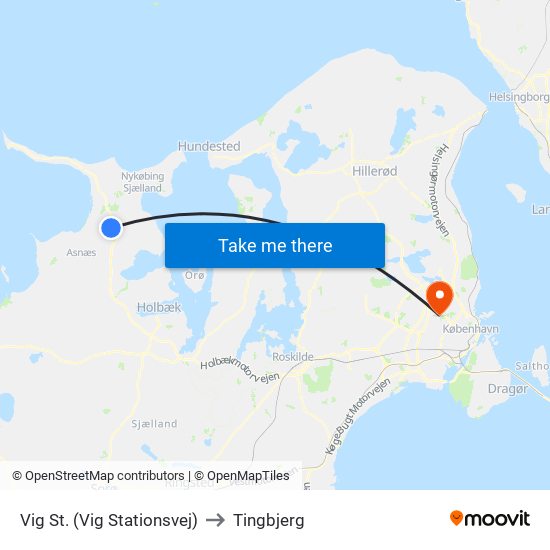 Vig St. (Vig Stationsvej) to Tingbjerg map