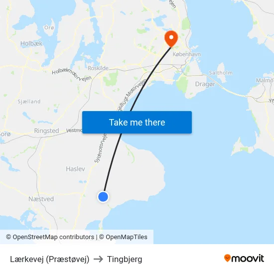 Lærkevej (Præstøvej) to Tingbjerg map