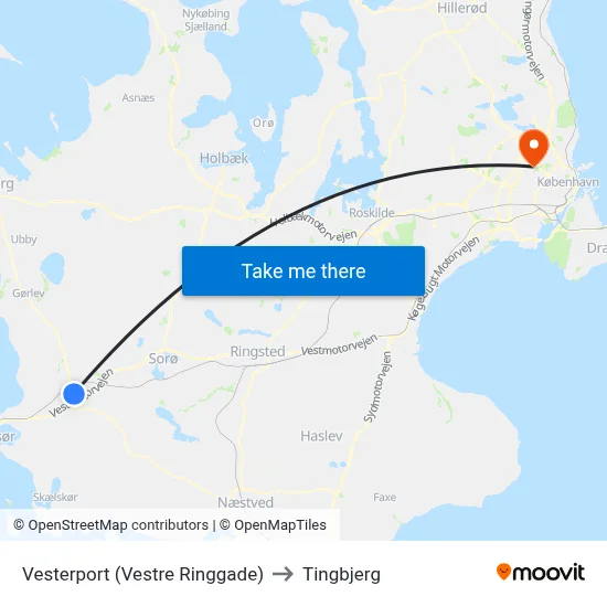 Vesterport (Vestre Ringgade) to Tingbjerg map