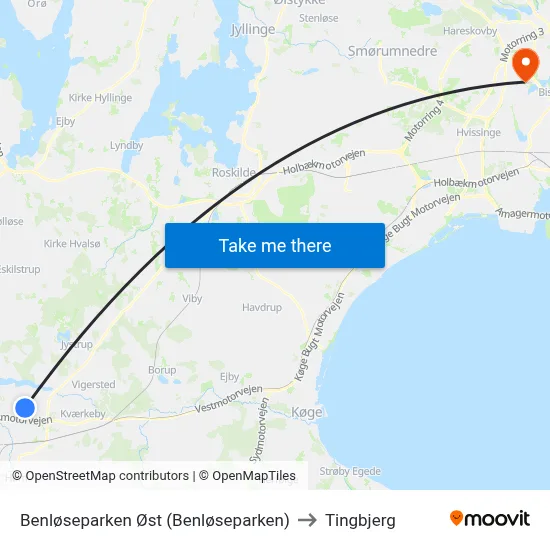 Benløseparken Øst (Benløseparken) to Tingbjerg map
