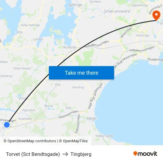 Torvet (Sct Bendtsgade) to Tingbjerg map