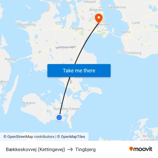 Bækkeskovvej (Kettingevej) to Tingbjerg map