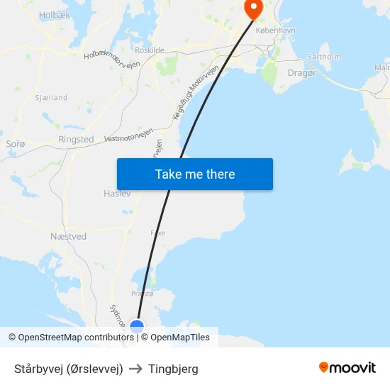 Stårbyvej (Ørslevvej) to Tingbjerg map